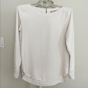 LOFT Cream Long Sleeve Blouse